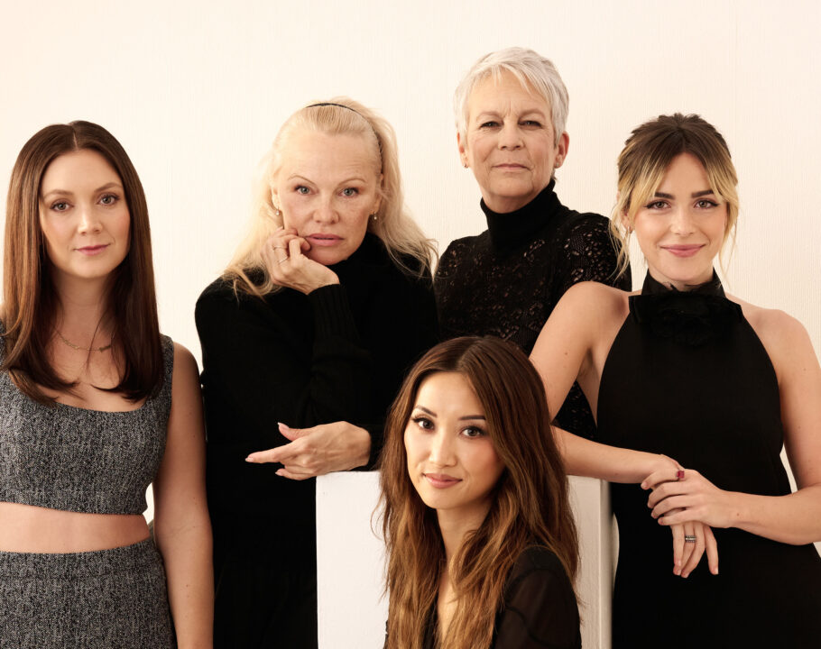 Billie Lourd, Kiernan Shipka, Pamela Anderson, Brenda Song and Jamie Lee Curtis of 'The Last Showgirl' pose in the Getty Images Portrait Studio Presented by IMDb and IMDbPro during the Toronto International Film Festival at InterContinental Toronto Centre on September 06, 2024 in Toronto, Ontario.